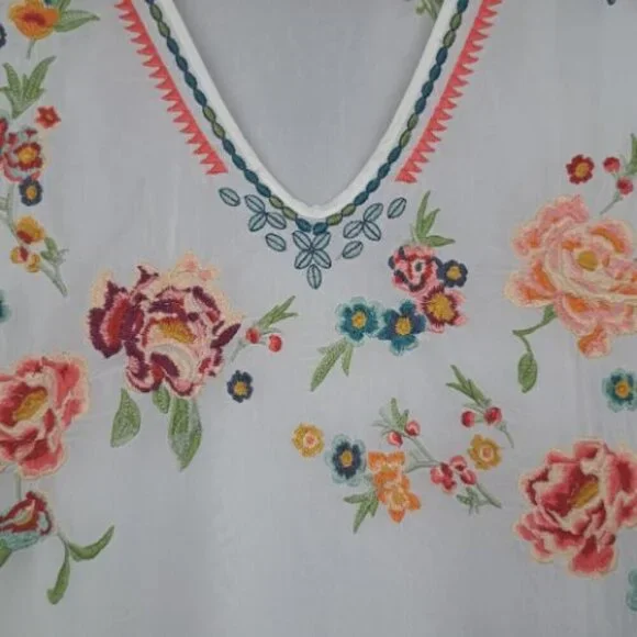 RARE Johnny Was Floral Embroidered Cupra Rayon Tunic - Picture 4 of 9